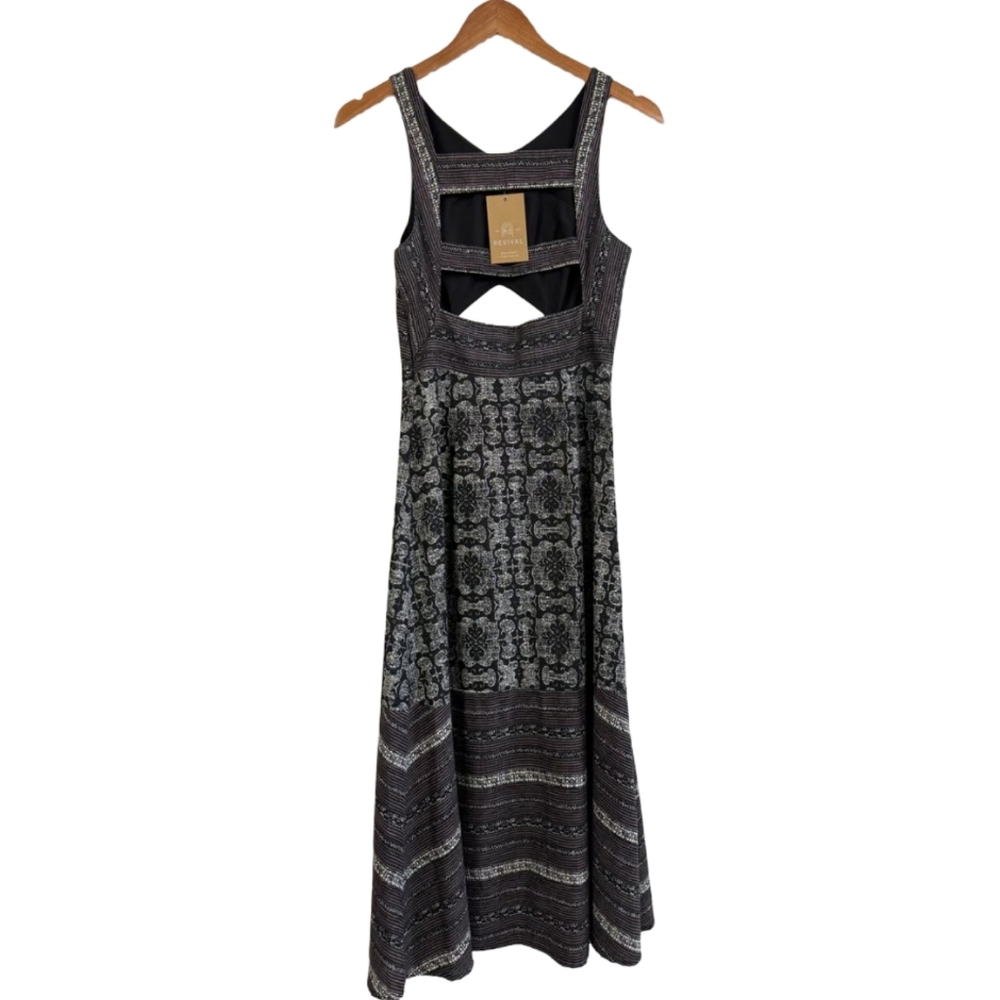 Free People Tribal Tale Mixed Print Cutout Midi Dress Size Small - Picture 4 of 13